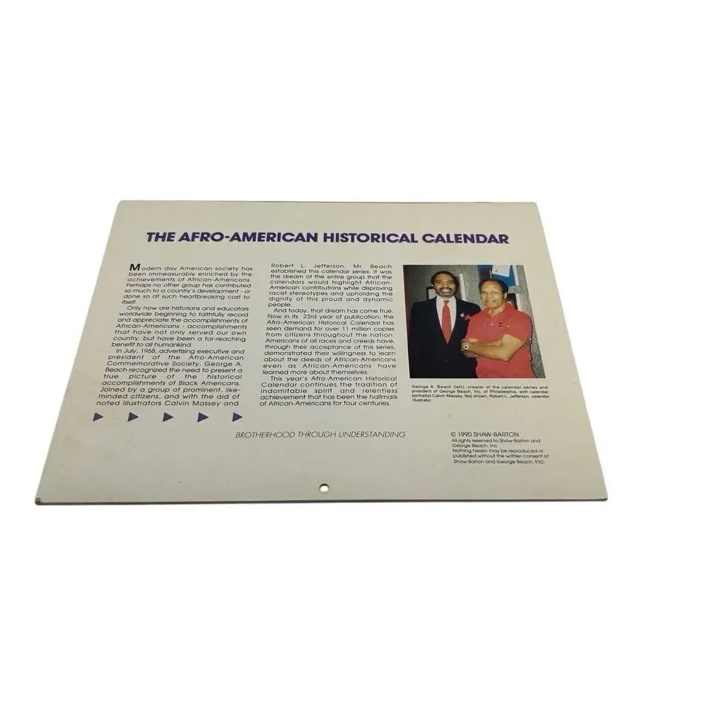 THE AFRO-AMERICAN HISTORICAL CALENDAR - 1992 Advertising Calendar Ohio State